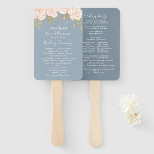 Abanico Wedding Blush Floral Watercolor Dusty Blue Program