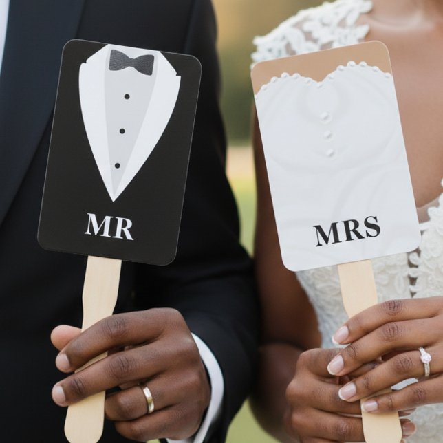 Abanico Wedding Dress Tuxedo Mr Mrs Guess Who Game (Wedding Dress Tuxedo Mr Mrs Guess Who Game Hand Fan
)