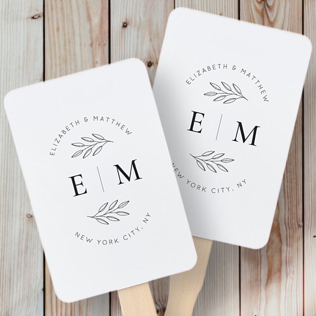 Abanico Wedding Elegant Chic Modern Simple Chic Monogram (Subido por el creador)