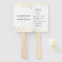 Abanico WEDDING PROGRAM moda elegante glam gold confetti