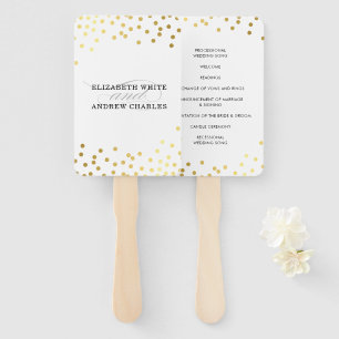 Abanico WEDDING PROGRAM moda elegante glam gold confetti