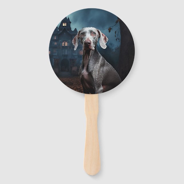 Abanico Weimaraner Halloween de terror (Anverso)