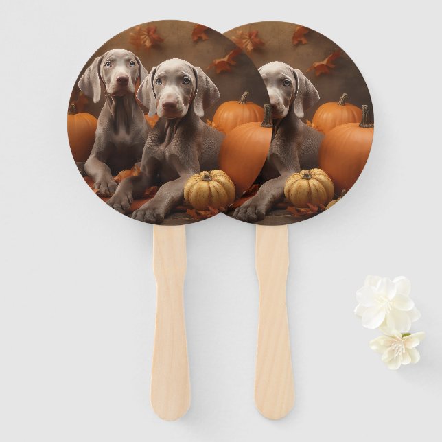 Abanico Weimaraner Puppy Autumn Delight Pumpkin (Anverso y reverso)