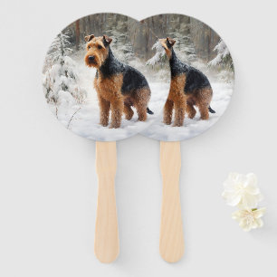 Abanico Welsh Terrier Deja que nieve Navidad