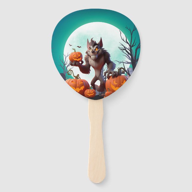 Abanico Werewolf y calabazas de Halloween (Anverso)
