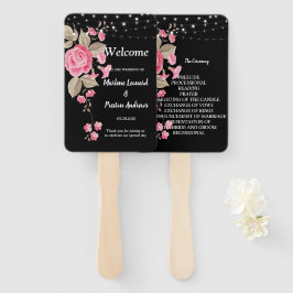 Abanico Whimsical String Lights Black Wedding Program
