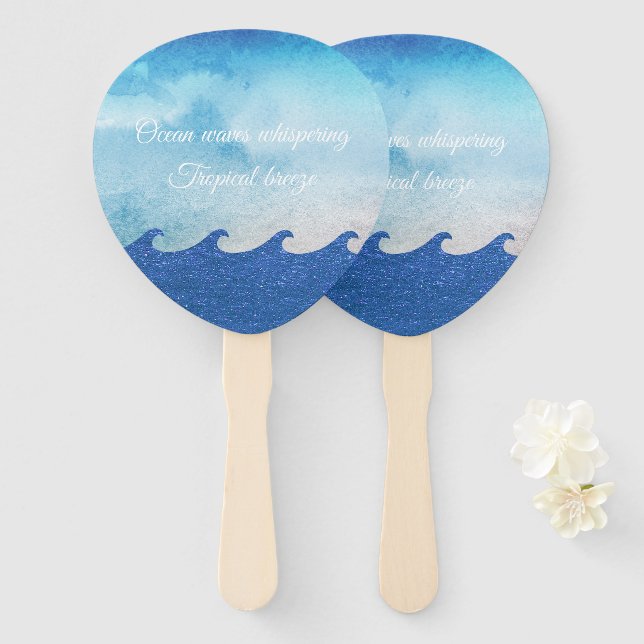 Abanico Whispering Ocean Waves (Anverso y reverso)