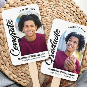 Abanico White Congrats Grad 2 Photo Arch Bold Black Script