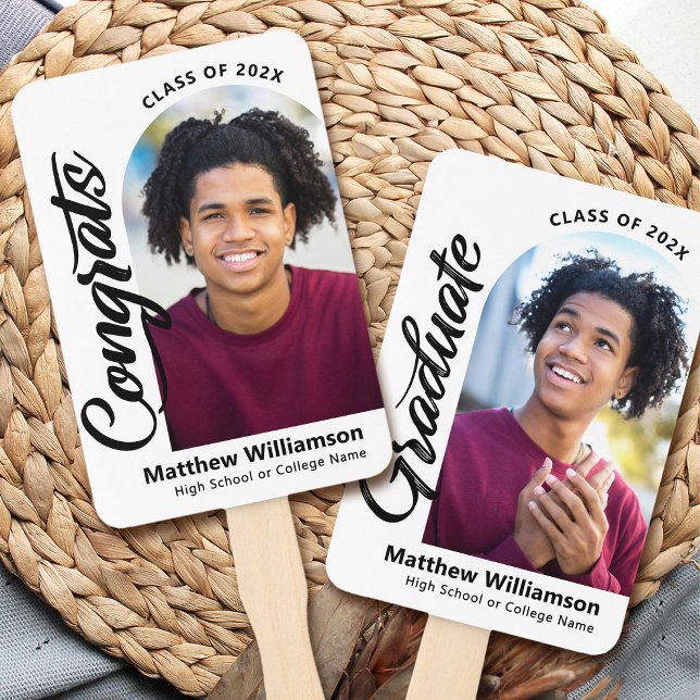 Abanico White Congrats Grad 2 Photo Arch Bold Black Script (Subido por el creador)