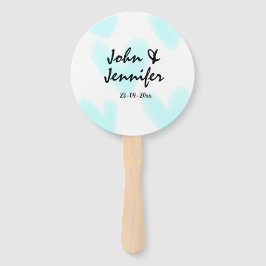 Abanico white simple minimal text style wedding blue heart