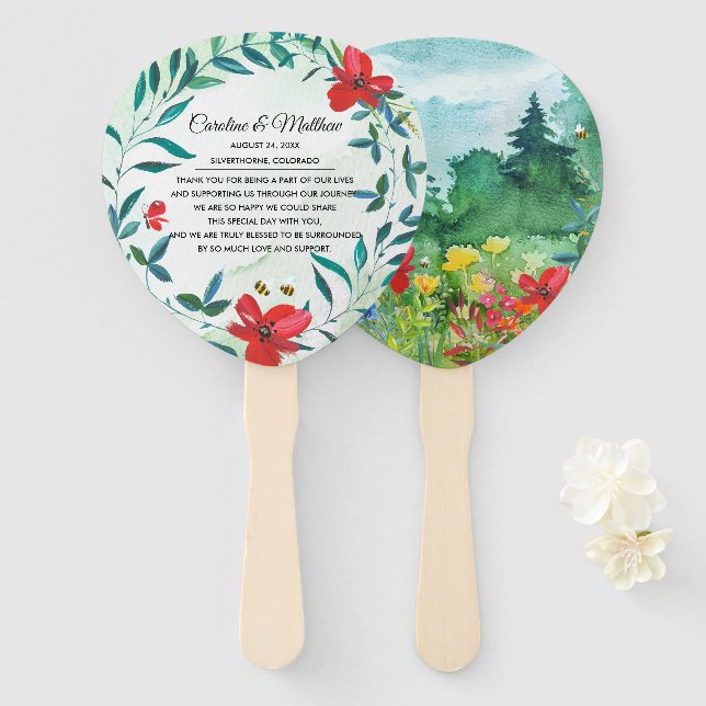 Abanico Wild Meadow | Boda de pintura de flores silvestres (Anverso y reverso)