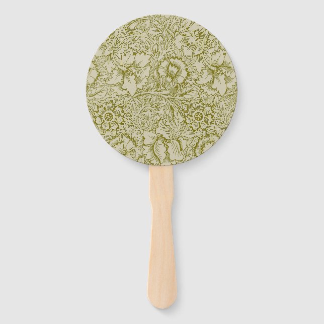 Abanico William Morris Poppy Classic Floral Green (Anverso)
