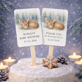 Abanico Woodland Sleeping Baby Deer Winter Baby Shower