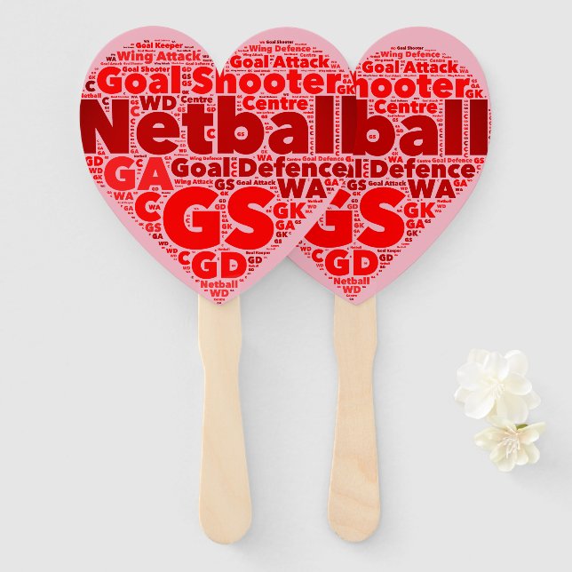 Abanico World Art Ball Design Netball Heart (Anverso y reverso)