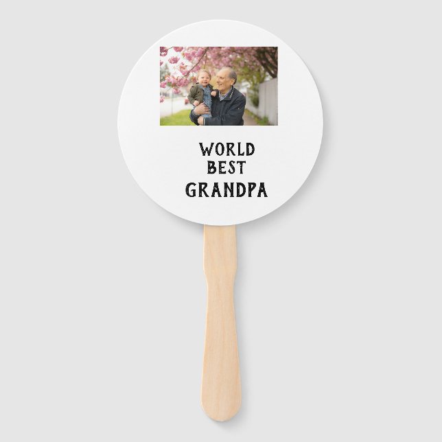 Abanico World best Grandpa photo name father's day grandpa (Anverso)