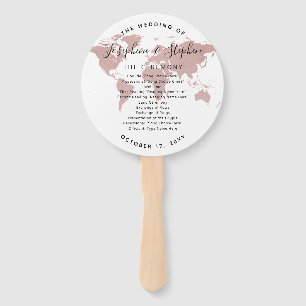 Abanico World Map Travel Theme Globe Wedding Program