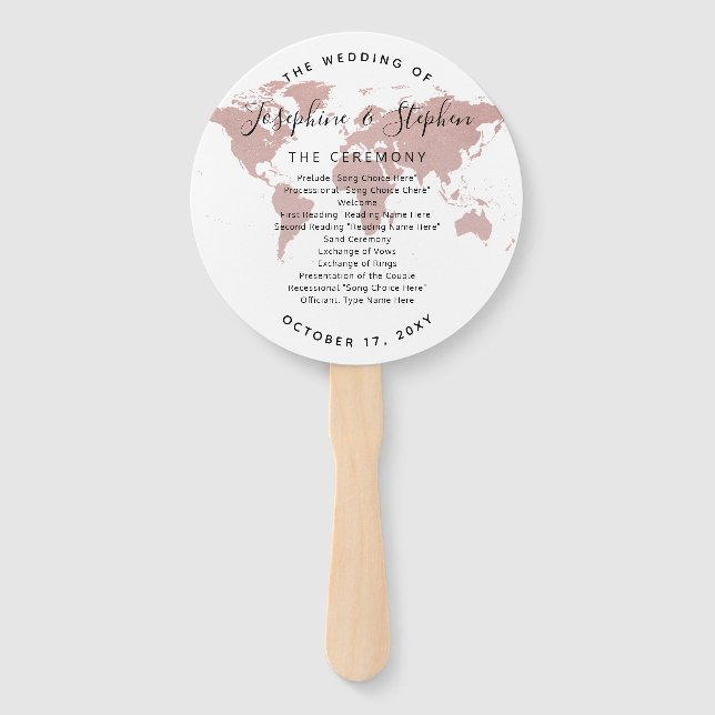 Abanico World Map Travel Theme Globe Wedding Program (Anverso)