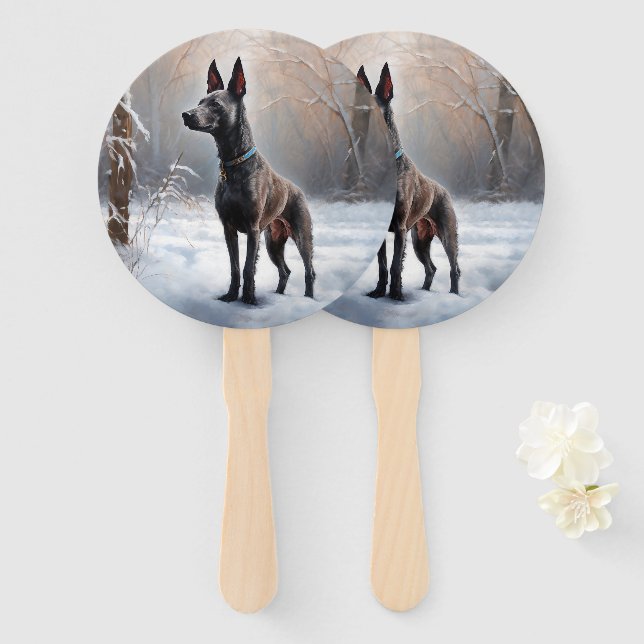 Abanico Xoloitzcuintli Deja que nieve Navidad (Anverso y reverso)