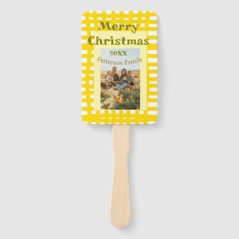 Abanico Yellow white plaid retro Christmas holiday family 