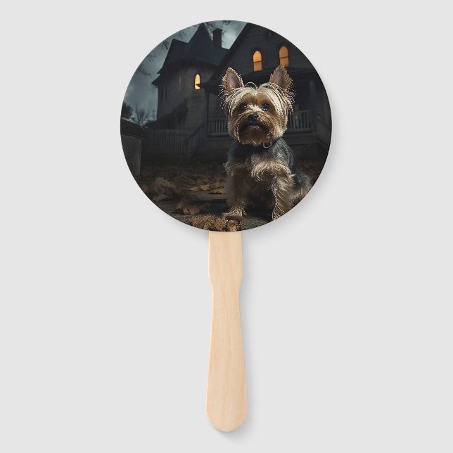 Abanico Yorkshire Terrier Halloween Aterrador (Anverso)