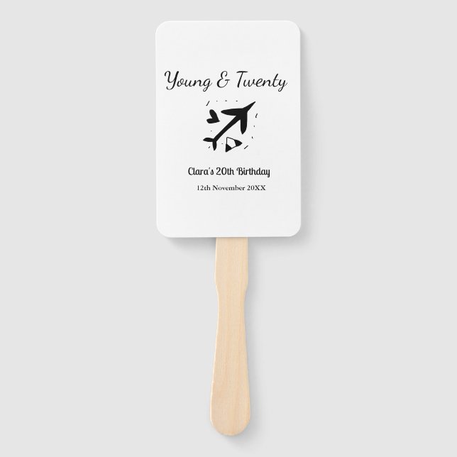 Abanico Young and twenty adventure happy birthday add name (Anverso)