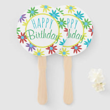 Abanicos de mano de Feliz Cumpleaños Floral