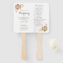 Abanicos de mano para programa de boda de acuarela