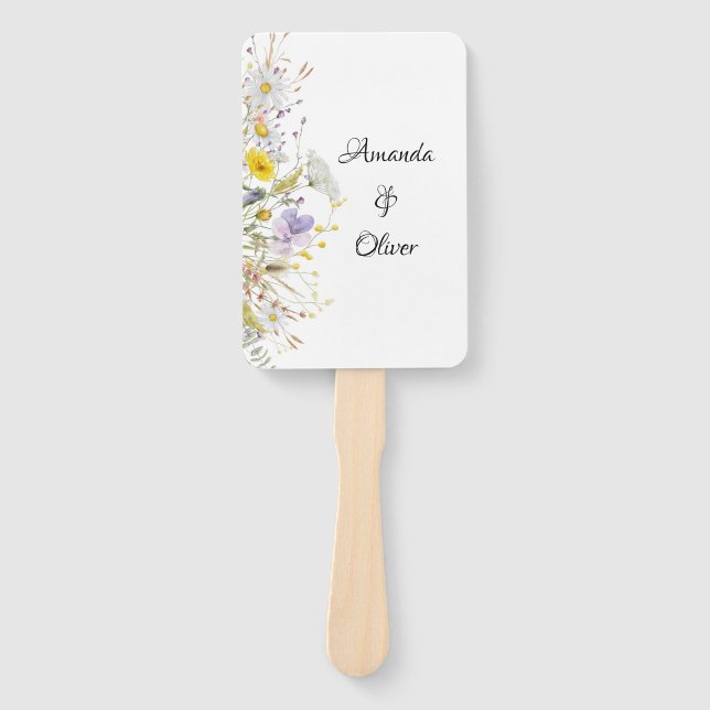 Abanicos de mano para programa de boda de floració (Anverso)