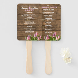 Abanicos de mano para programa de boda de tulipane