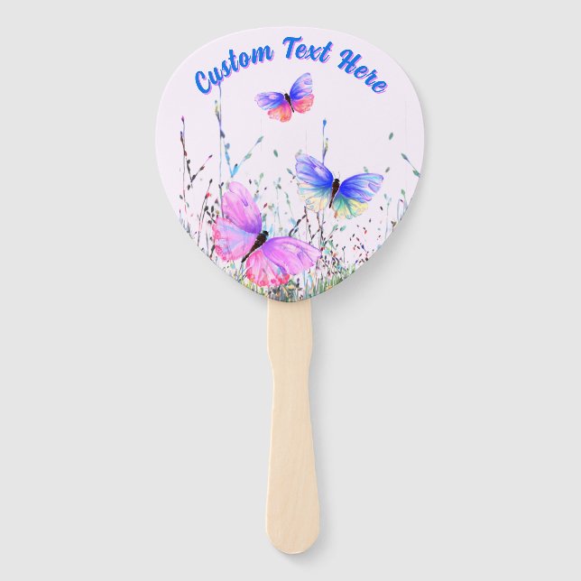 Abanicos de mano personalizados con mariposas (Anverso)