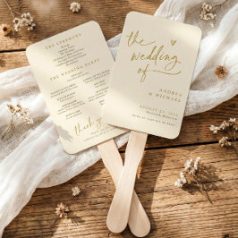 Abanicos de programa de boda divertidos de crema y