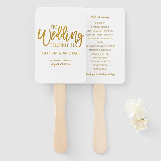 Abanicos de Programa de Boda | Script de Pincel-Ef (Anverso y reverso)