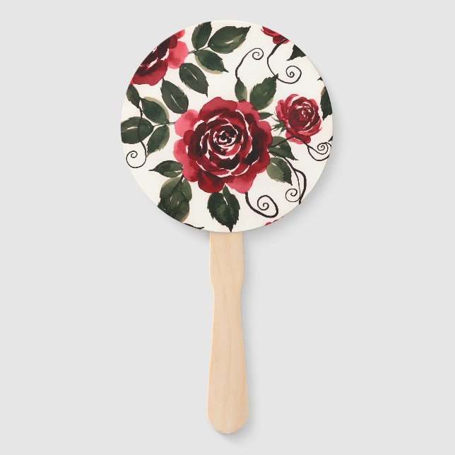 Abanicos Florales de Rosas Rojo Oscuro (Anverso)