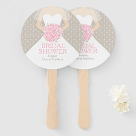 Abanicos personalizados de vestido blanco y rosa p