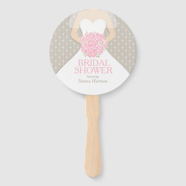 Abanicos personalizados de vestido blanco y rosa p