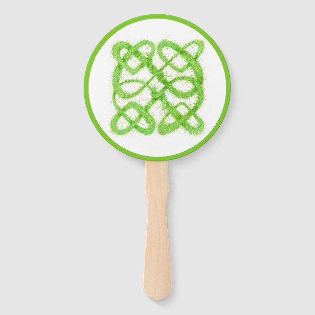 ABANICOS REDONDOS DE MANO GREEN CELTIC KNOT (Anverso)