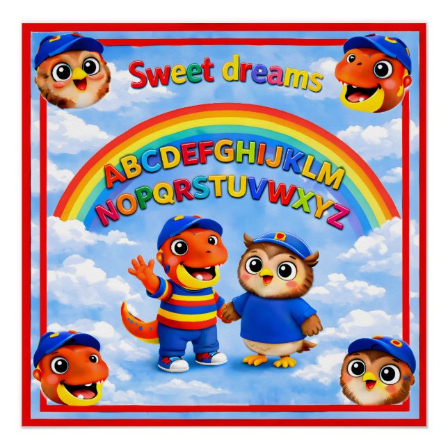 ABC rainbow sweet dreams poster for toddlers and k (Anverso)
