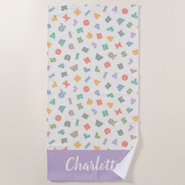 ABCs - Alphabet Nombre personalizado Toalla de pla (Anverso)