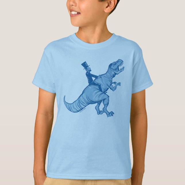 Abe Lincoln que monta un T-Rex embroma la camiseta (Anverso)