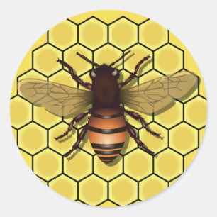 Abeja a los Pegatinas de Honeycomb