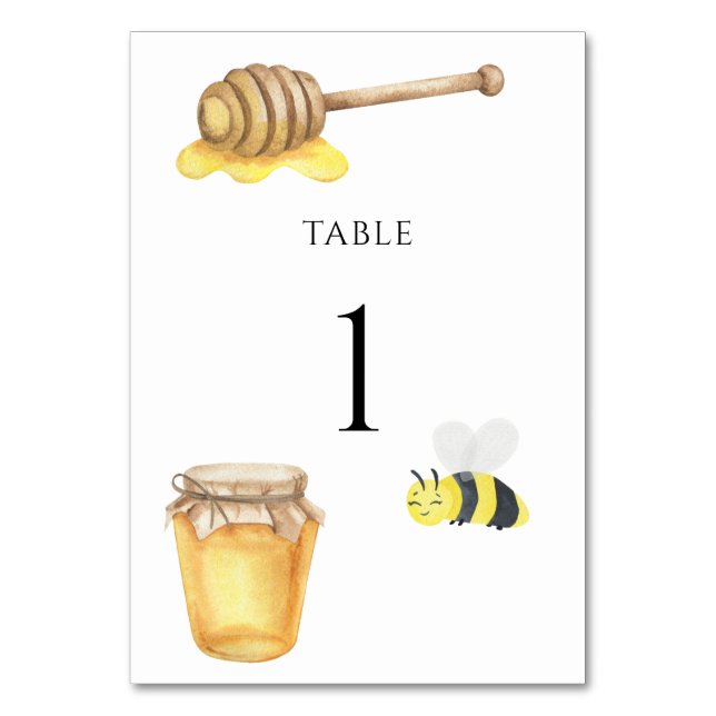 Abeja acuarela - número de mesa de boda (Anverso)