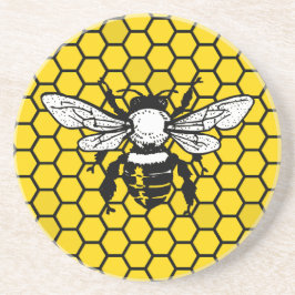 Abeja amarilla y posavasos de panal de arenisca
