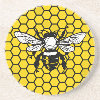 Abeja amarilla y posavasos de panal de arenisca