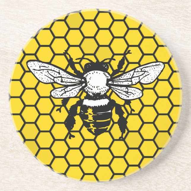 Abeja amarilla y posavasos de panal de arenisca (Frente)