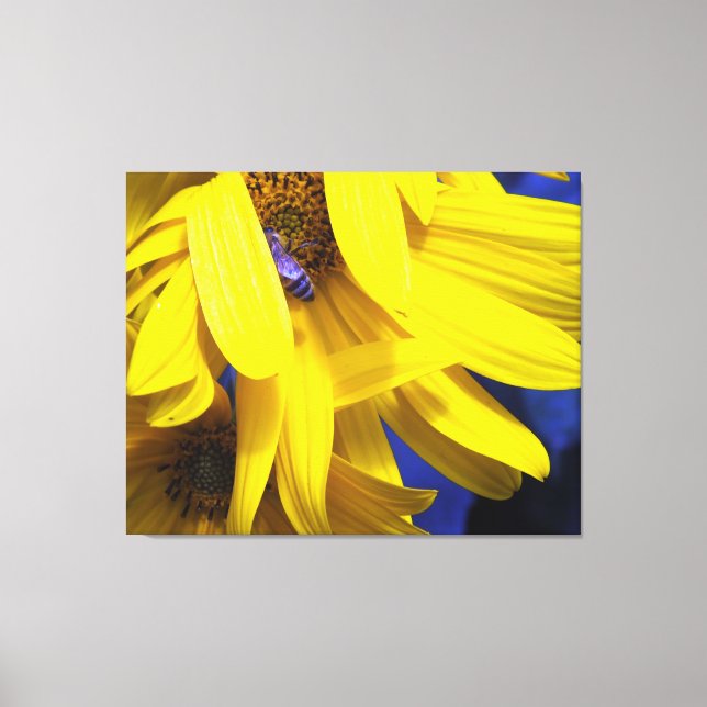 Abeja Azul Sobre Lienzo De Giro Amarillo (Anverso)