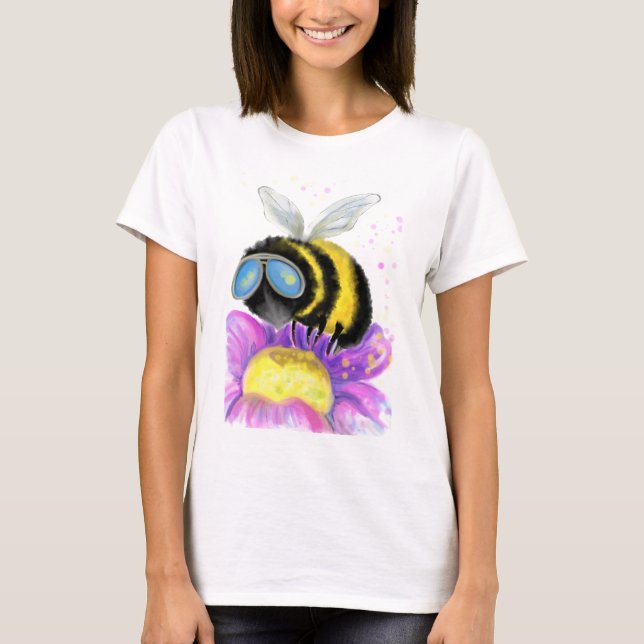 Abeja con gafas de sol Camiseta Diversión (Anverso)