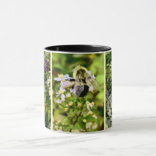 Abeja con jarra de flores.