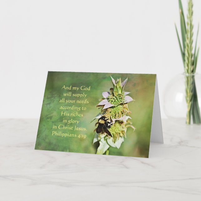 Abeja con tarjeta de escritura de flores silvestre (Anverso)