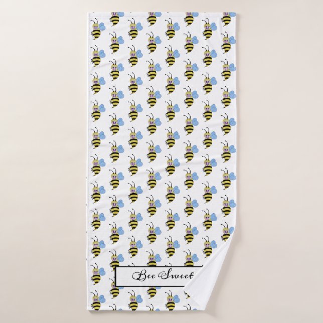 Abeja Cuidada De Acuarela Con Sonrisa Feliz (Toalla de baño)