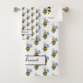 Abeja Cuidada De Acuarela Con Sonrisa Feliz